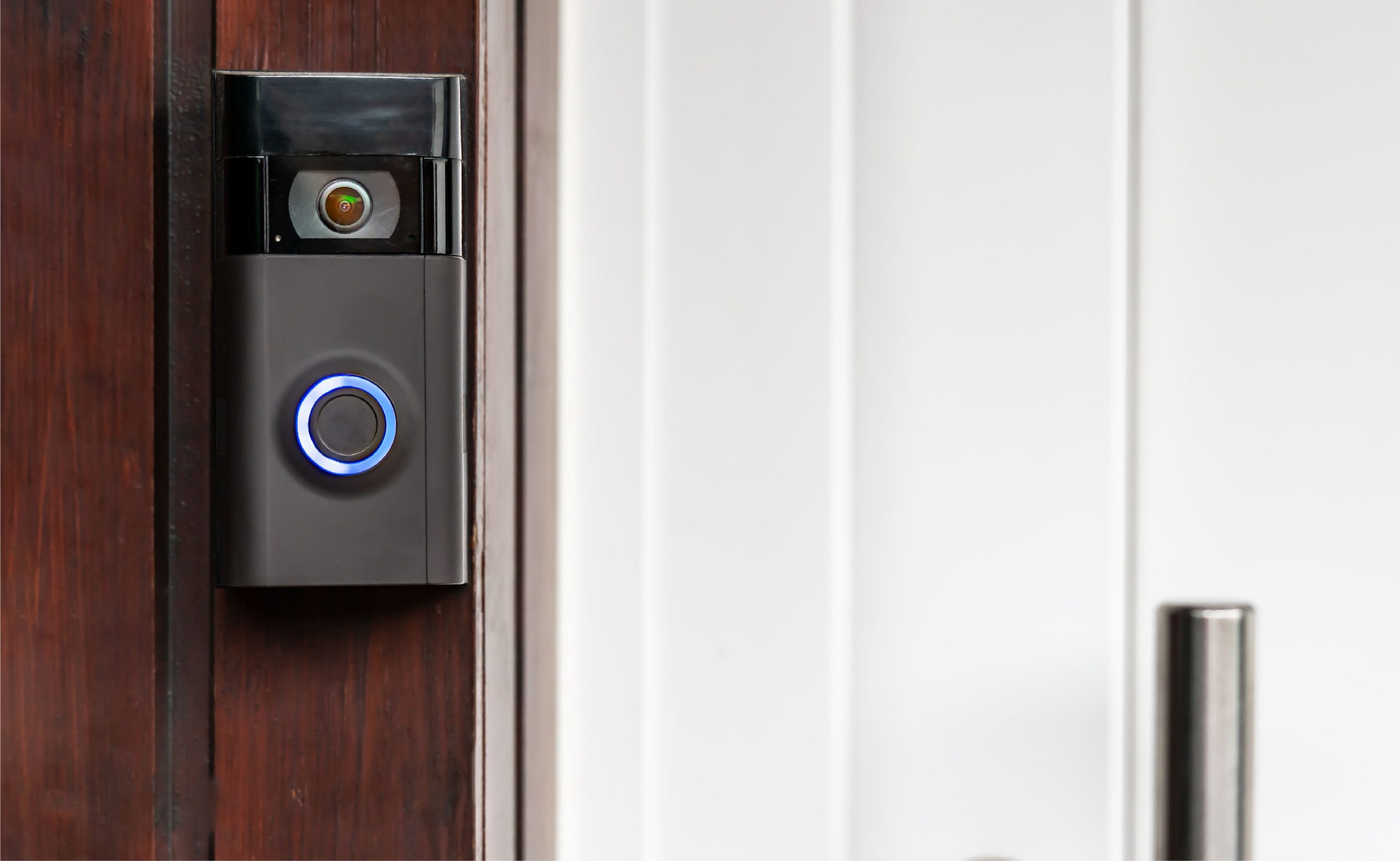 smart doorbell on home